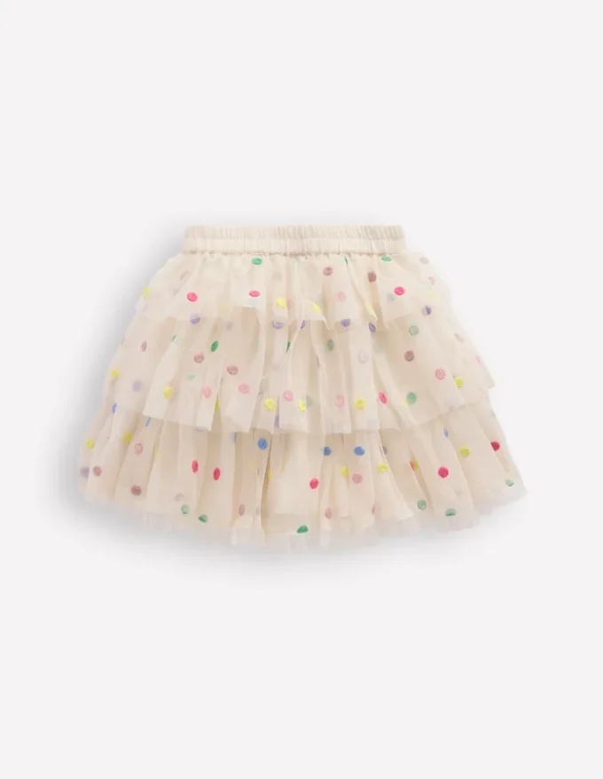 Tulle Interest Skirt Soft Ivory Multi Spot Tulle Interest Skirt Soft Ivory Multi Spot