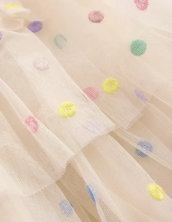 Tulle Interest Skirt Soft Ivory Multi Spot Tulle Interest Skirt Soft Ivory Multi Spot