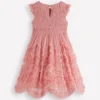 Tulle Ruffle Occasion Dress Almond Pink Tulle Ruffle Occasion Dress Almond Pink