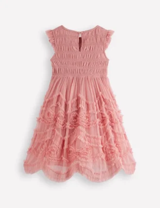 Tulle Ruffle Occasion Dress Almond Pink