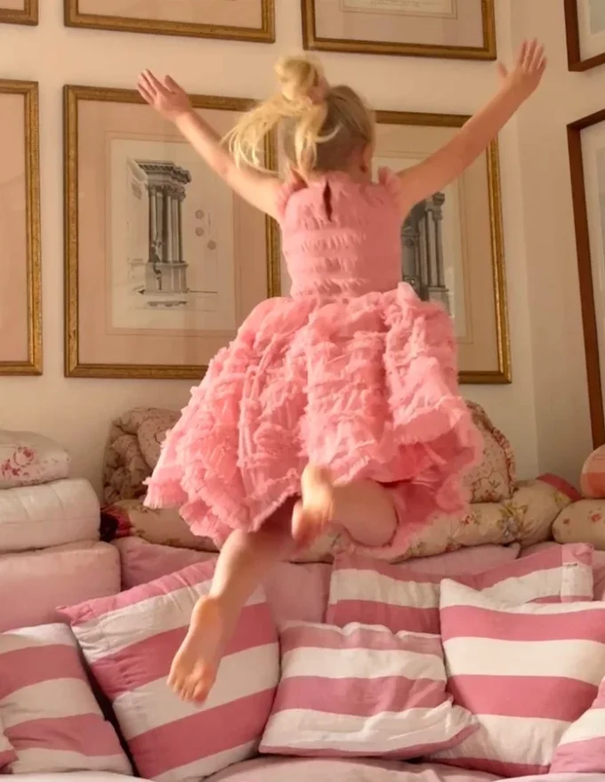 Tulle Ruffle Occasion Dress Almond Pink Tulle Ruffle Occasion Dress Almond Pink