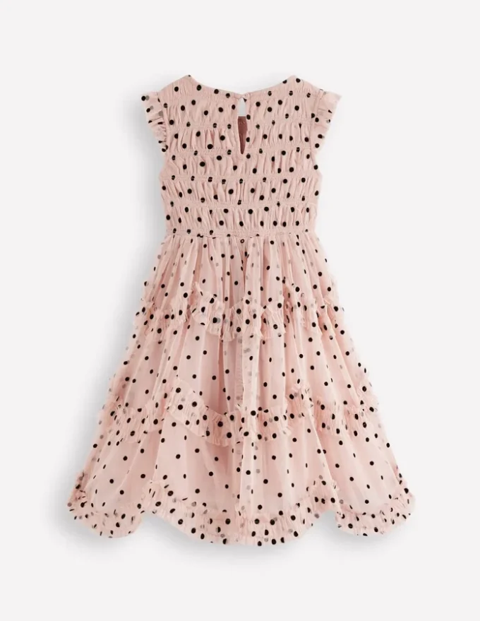 Tulle Ruffle Occasion Dress Rose Smoke Flock Spot Tulle Ruffle Occasion Dress Rose Smoke Flock Spot