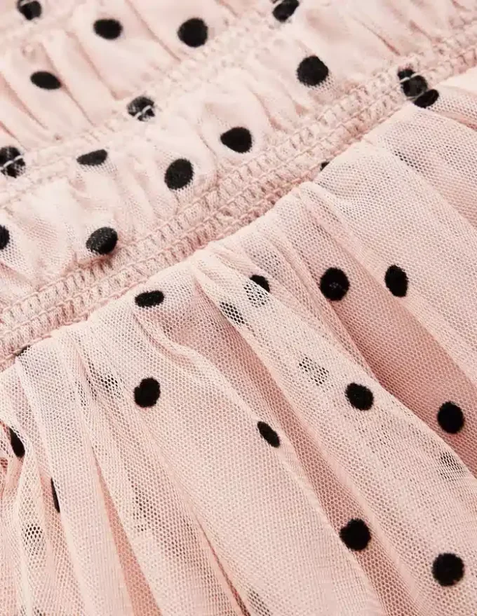 Tulle Ruffle Occasion Dress Rose Smoke Flock Spot Tulle Ruffle Occasion Dress Rose Smoke Flock Spot
