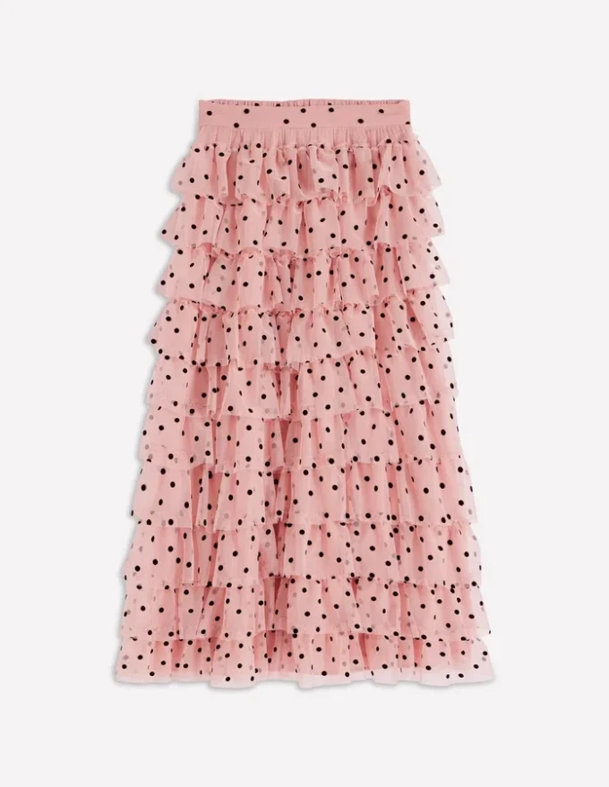 Tulle Tiered Skirt Pink Painted Dot Tulle Tiered Skirt Pink Painted Dot