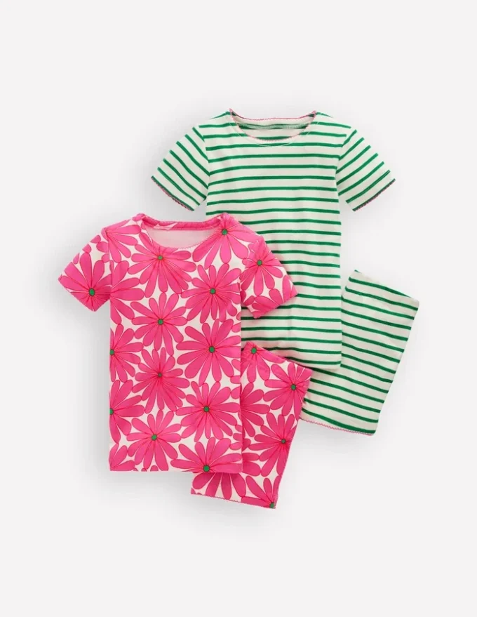 Twin Pack Short Pajamas Pink Flower