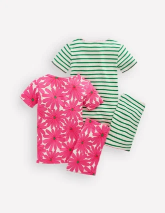 Twin Pack Short Pajamas Pink Flower