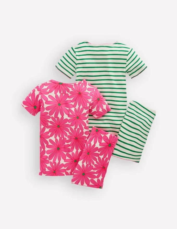 Twin Pack Short Pajamas Pink Flower