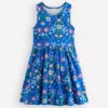 Twirly Jersey Dress Kingfisher Blue Bird Floral Twirly Jersey Dress Kingfisher Blue Bird Floral