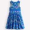 Twirly Jersey Dress Kingfisher Blue Bird Floral Twirly Jersey Dress Kingfisher Blue Bird Floral