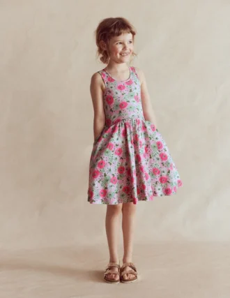 Twirly Jersey Dress Pink Floral