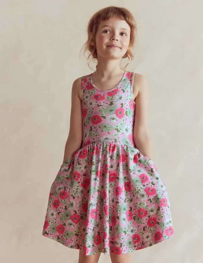 Twirly Jersey Dress Pink Floral Twirly Jersey Dress Pink Floral