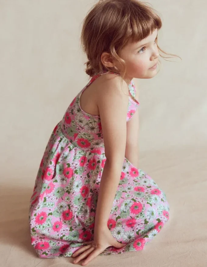 Twirly Jersey Dress Pink Floral Twirly Jersey Dress Pink Floral