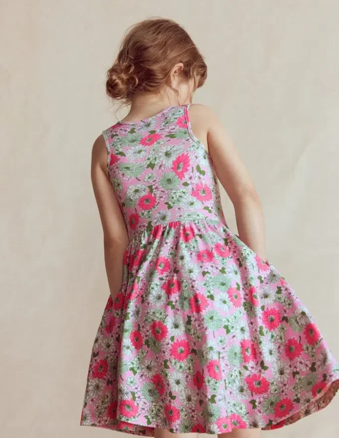 Twirly Jersey Dress Pink Floral Twirly Jersey Dress Pink Floral