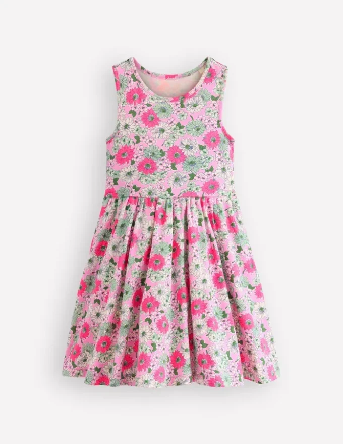 Twirly Jersey Dress Pink Floral Twirly Jersey Dress Pink Floral