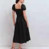Twist Front Linen Blend Dress Black Twist Front Linen Blend Dress Black