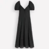 Twist Front Linen Blend Dress Black Twist Front Linen Blend Dress Black