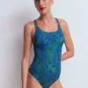 Twist Strap Swimsuit Blue, Enchanted Paisley Twist Strap Swimsuit Blue, Enchanted Paisley