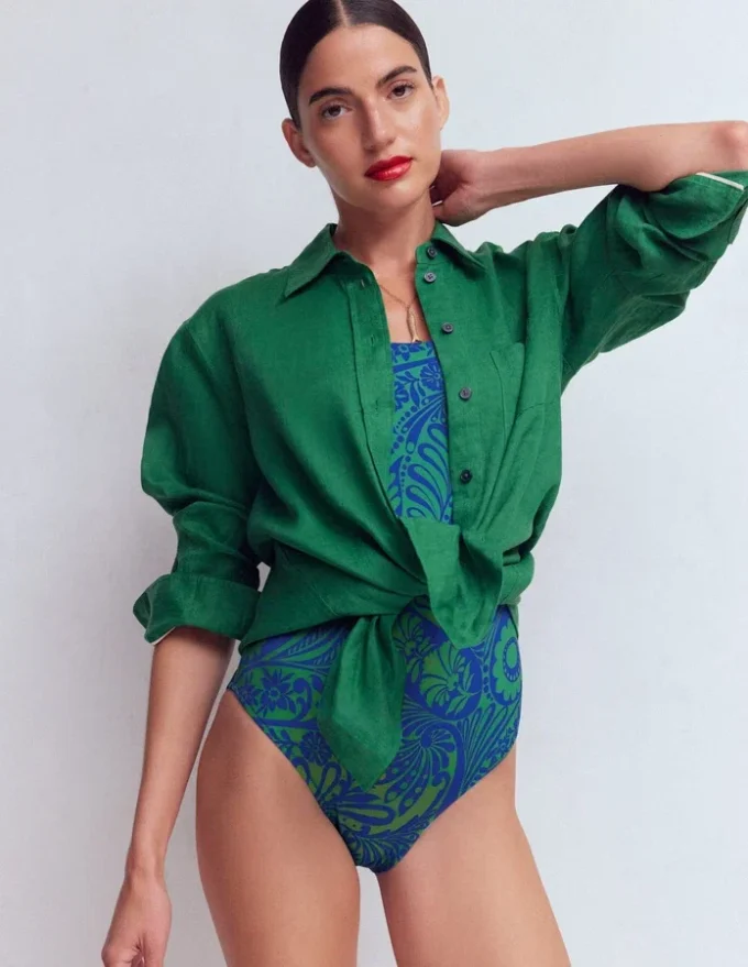 Twist Strap Swimsuit Blue, Enchanted Paisley Twist Strap Swimsuit Blue, Enchanted Paisley