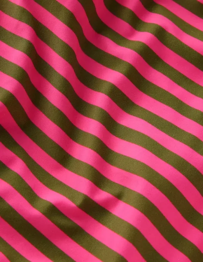 Twist Strap Swimsuit Pink, Khaki Stripe Twist Strap Swimsuit Pink, Khaki Stripe