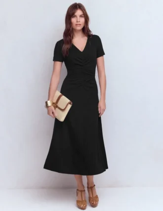 Una Ruched Front Ponte Dress Black