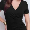 Una Ruched Front Ponte Dress Black Una Ruched Front Ponte Dress Black