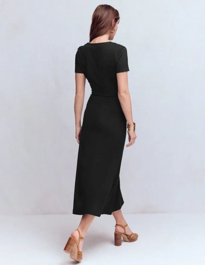 Una Ruched Front Ponte Dress Black Una Ruched Front Ponte Dress Black