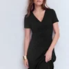 Una Ruched Front Ponte Dress Black Una Ruched Front Ponte Dress Black