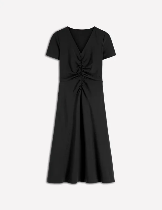 Una Ruched Front Ponte Dress Black Una Ruched Front Ponte Dress Black