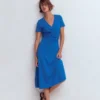 Una Ruched Front Ponte Dress Kingfisher Blue Una Ruched Front Ponte Dress Kingfisher Blue
