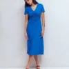 Una Ruched Front Ponte Dress Kingfisher Blue Una Ruched Front Ponte Dress Kingfisher Blue