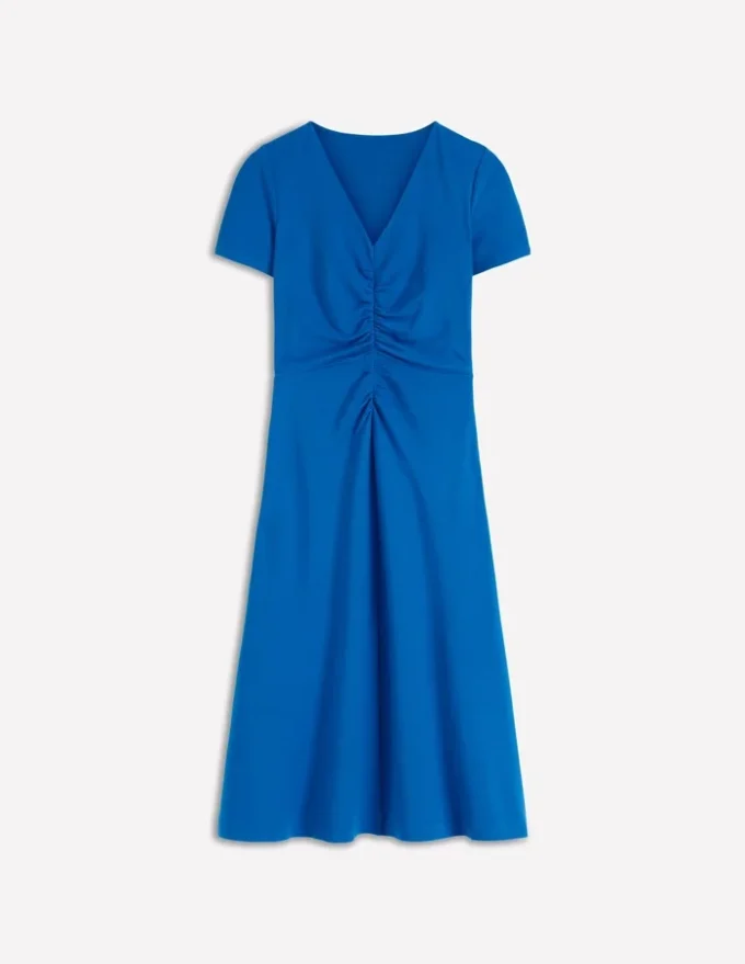 Una Ruched Front Ponte Dress Kingfisher Blue Una Ruched Front Ponte Dress Kingfisher Blue