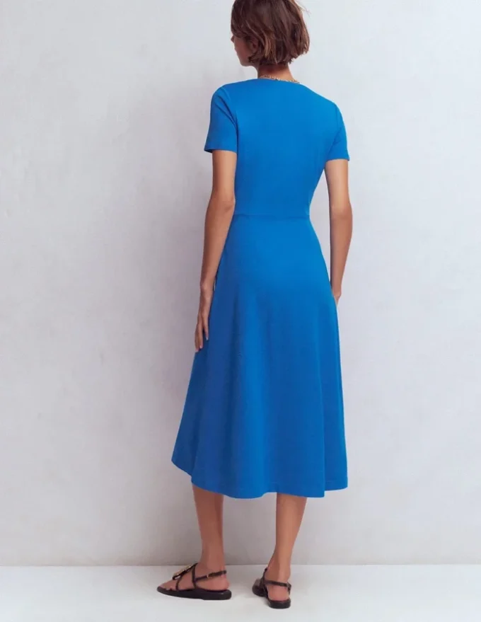 Una Ruched Front Ponte Dress Kingfisher Blue Una Ruched Front Ponte Dress Kingfisher Blue