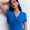 Una Ruched Front Ponte Dress Kingfisher Blue Una Ruched Front Ponte Dress Kingfisher Blue
