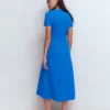 Una Ruched Front Ponte Dress Kingfisher Blue Una Ruched Front Ponte Dress Kingfisher Blue