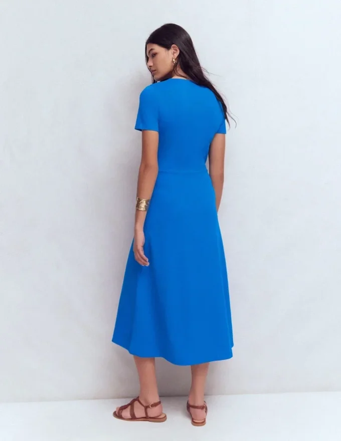 Una Ruched Front Ponte Dress Kingfisher Blue Una Ruched Front Ponte Dress Kingfisher Blue