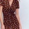 Una Ruched Front Ponte Dress Raw Umber, Painted Dot Una Ruched Front Ponte Dress Raw Umber, Painted Dot