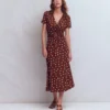 Una Ruched Front Ponte Dress Raw Umber, Painted Dot Una Ruched Front Ponte Dress Raw Umber, Painted Dot