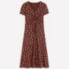 Una Ruched Front Ponte Dress Raw Umber, Painted Dot Una Ruched Front Ponte Dress Raw Umber, Painted Dot