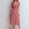 Una Ruched Front Ponte Dress Russet, Flowerbed Bloom Una Ruched Front Ponte Dress Russet, Flowerbed Bloom