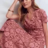 Una Ruched Front Ponte Dress Russet, Flowerbed Bloom Una Ruched Front Ponte Dress Russet, Flowerbed Bloom