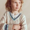 V-neck Cable Sweater Ivory V-neck Cable Sweater Ivory