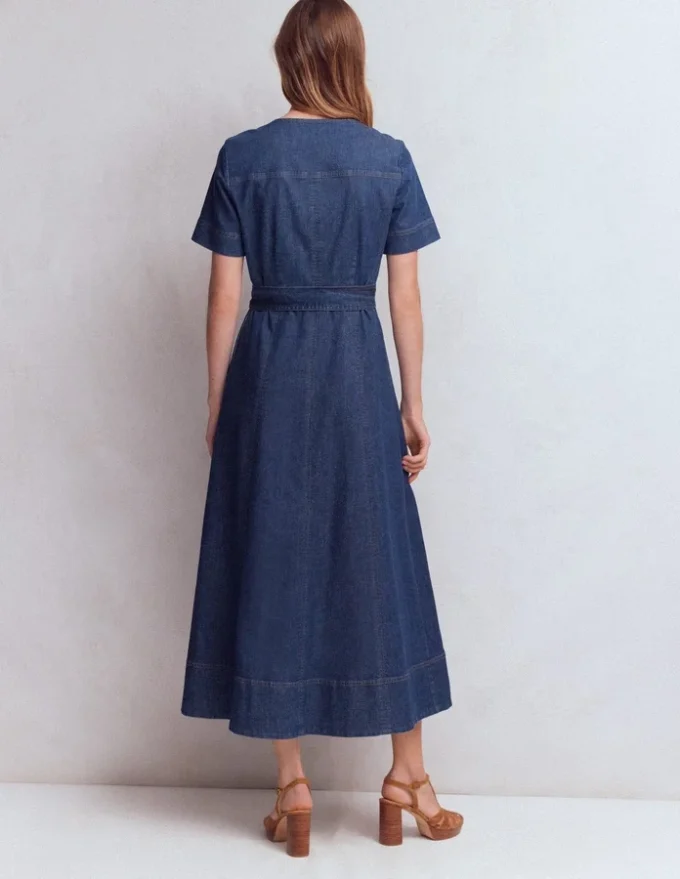 V-Neck Denim Dress Mid Vintage V-Neck Denim Dress Mid Vintage