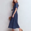 V-Neck Denim Dress Mid Vintage V-Neck Denim Dress Mid Vintage