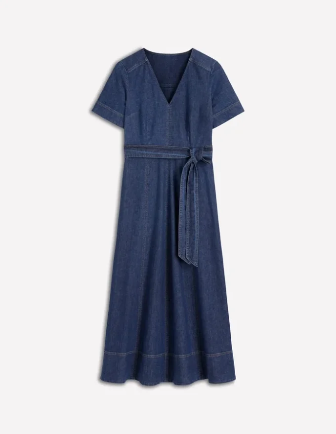 V-Neck Denim Dress Mid Vintage V-Neck Denim Dress Mid Vintage