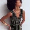 V Neck Jacquard Dress Palm Jacquard V Neck Jacquard Dress Palm Jacquard