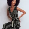 V Neck Jacquard Dress Palm Jacquard V Neck Jacquard Dress Palm Jacquard