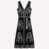 V Neck Jacquard Dress Palm Jacquard V Neck Jacquard Dress Palm Jacquard