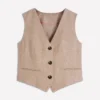 V-neck Linen Waistcoat Amphora, Chambray