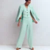 V-neck Linen Waistcoat Spearmint