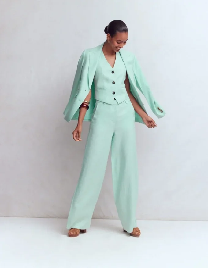 V-neck Linen Waistcoat Spearmint